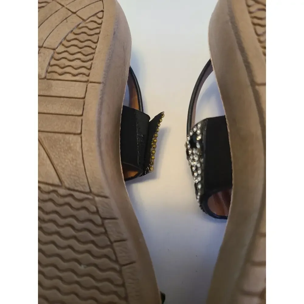 Adrienne Vittadini Kids Girls Sandals Size 10 Lot of 2 (Gold & Black Rhinestone)